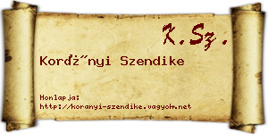 Korányi Szendike névjegykártya